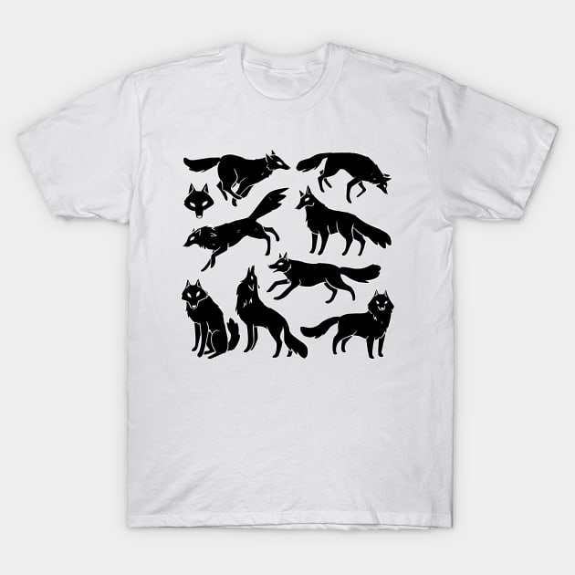 Black Wolves illustration T-Shirt by Yarafantasyart